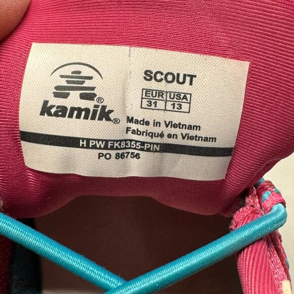 Kamik Scout Sneakers Little Girls Size 13 Pink Blue Mesh Pull Cord Hiking Shoes - Picture 5 of 15